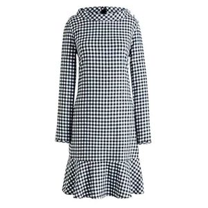 J.Crew NWT Black/Ivory Buffalo Check Flannel Funnel-neck Dress